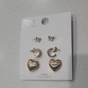 Time and Tru Women's Gold 3pc Multi Earring Set